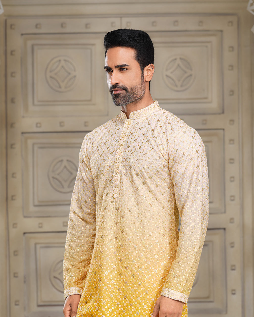 Opulence in Multicolor - Silk Kurta with Omre Sequence Embroidery