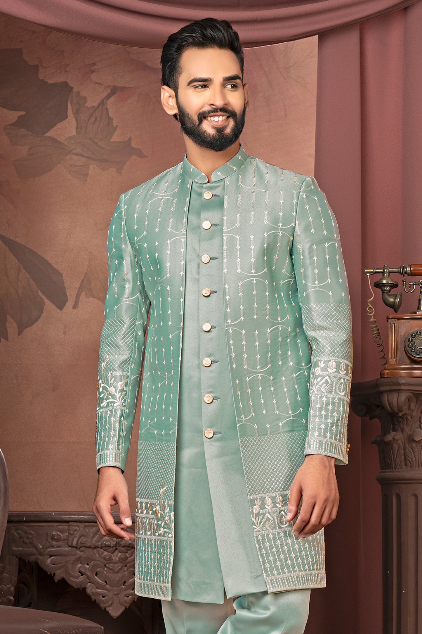 Bay Leaf Open Indo-Western Jacket