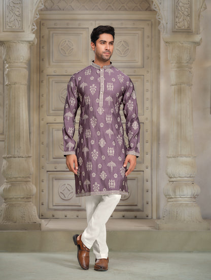 Artiste Silk Kurta - Embroidered Elegance