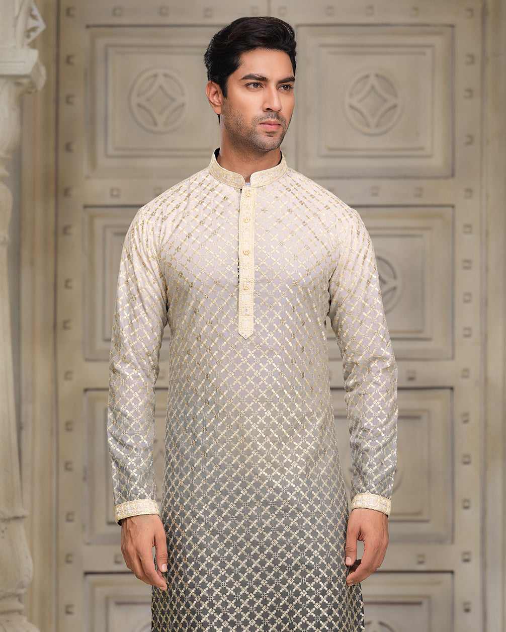Opulence in Multicolor - Silk Kurta with Omeroi Sequence Embroidery