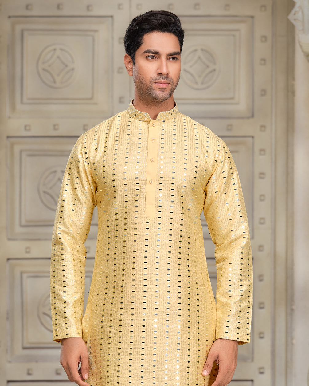 Solar Wind Silk Kurta - Embroidered & Mirror Work
