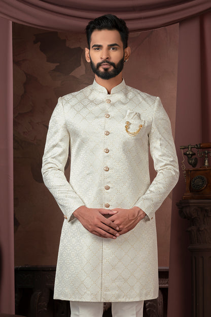 Royal Ivory Embroidered Indo-Western