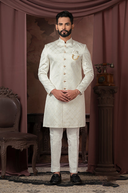 Royal Ivory Embroidered Indo-Western