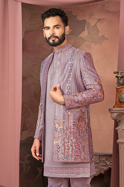 Burnished Lilac Open Indo-Western Jacket