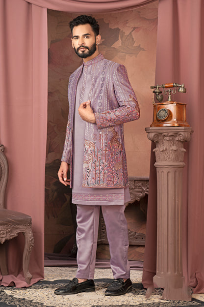 Burnished Lilac Open Indo-Western Jacket