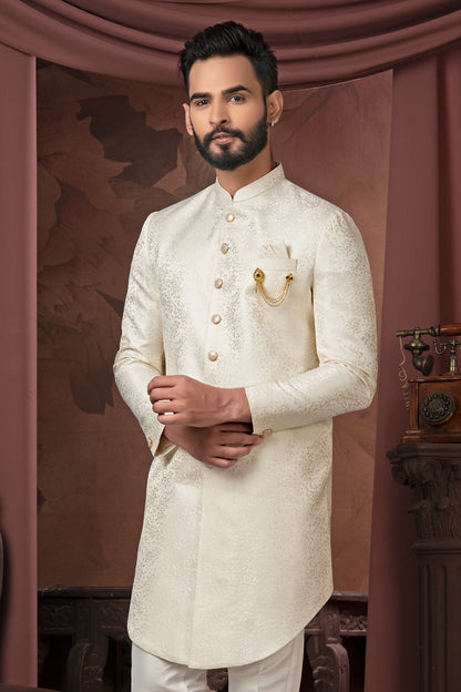 Ivory Embroidered Indo-Western Jacket