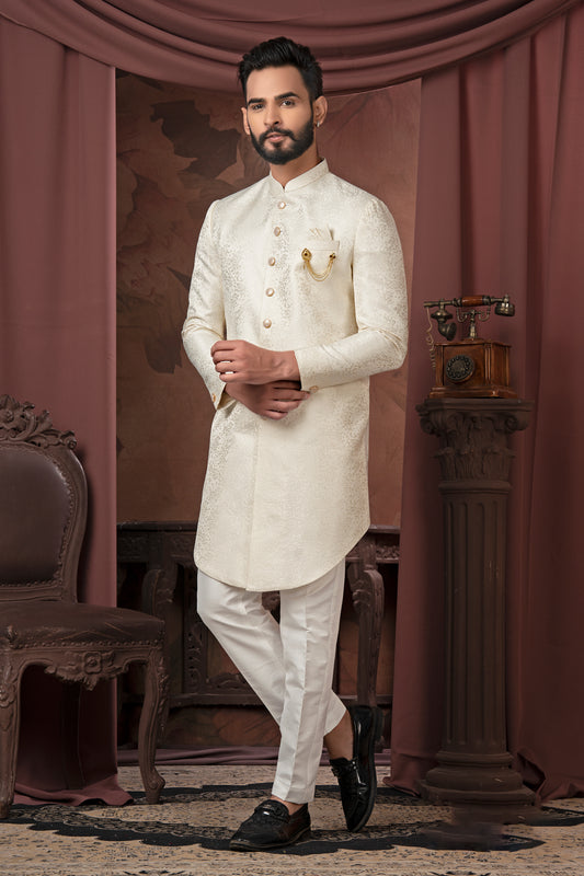 Ivory Embroidered Indo-Western Jacket