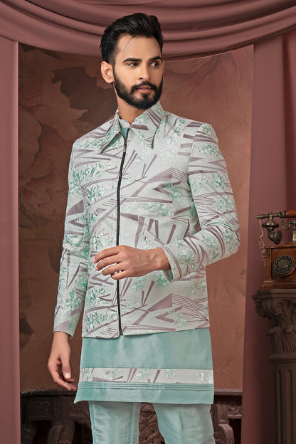 American Silver Open Indo-Western Kurta with Donegal Details