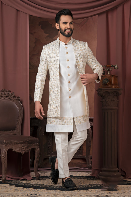 Ivory  Open Indo-Western Jacket