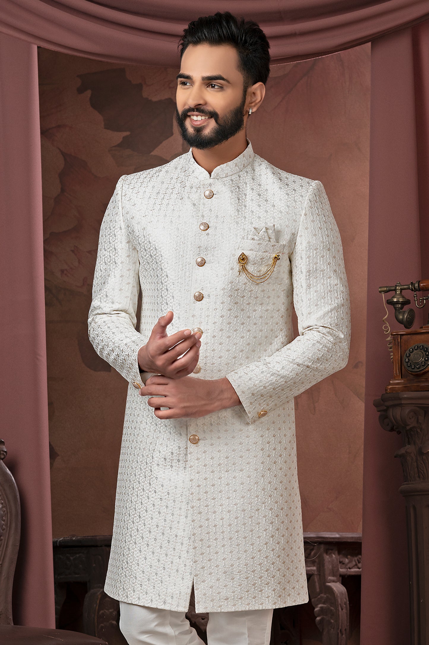 Ivory Regal Indo-Western Sherwani