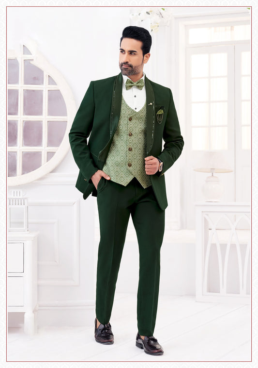 Cardin Green 3-Piece Suit Set - Timeless Elegance in Rich Green