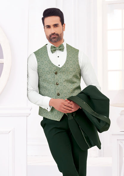 Cardin Green 3-Piece Suit Set - Timeless Elegance in Rich Green