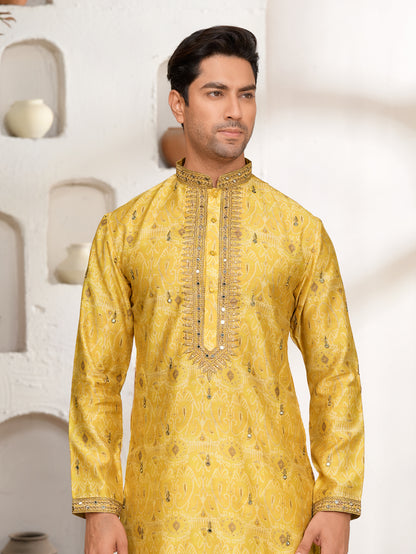 Dancing Daisy Color Silk Kurta Set