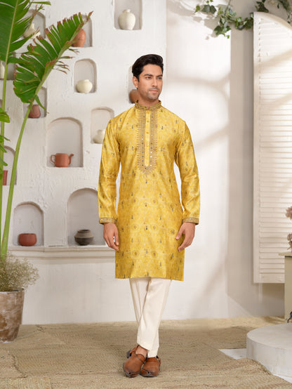 Dancing Daisy Color Silk Kurta Set