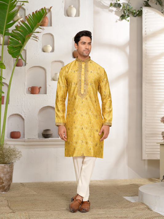 Dancing Daisy Color Silk Kurta Set